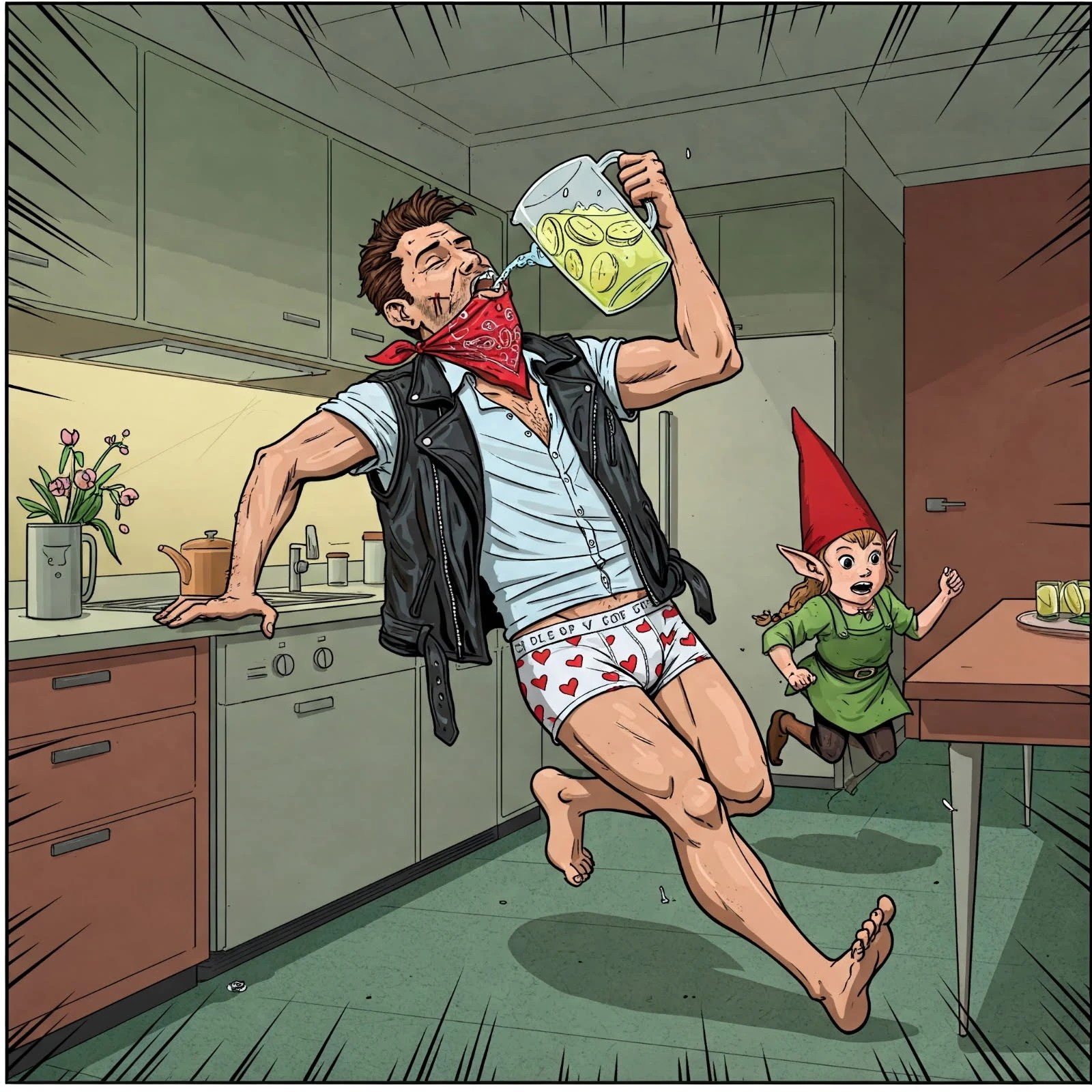 Carl drinking lemonade character art