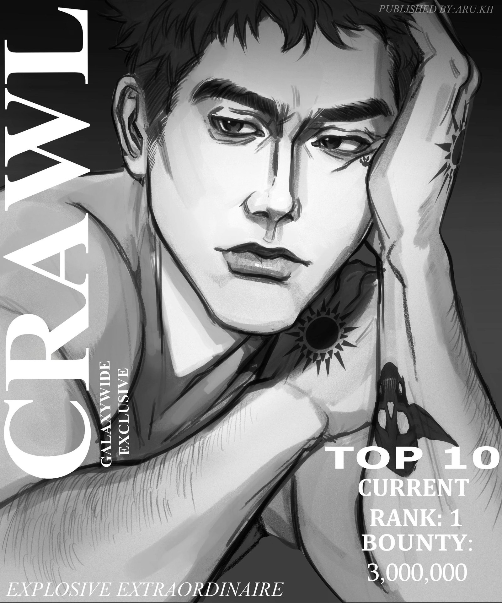 Fan art magazine cover of Carl by kii